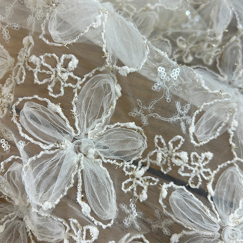 3D Embroidered Sequin Mesh Fab - огляд і ціна Textiles Sewing Techniques