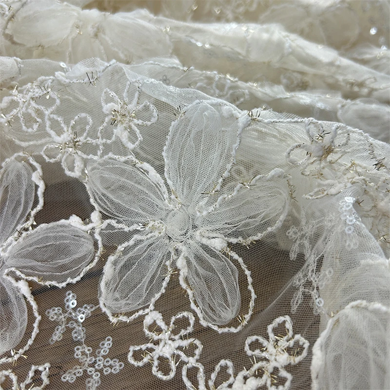 3D Embroidered Sequin Mesh Fab - огляд і ціна Textiles Sewing Techniques