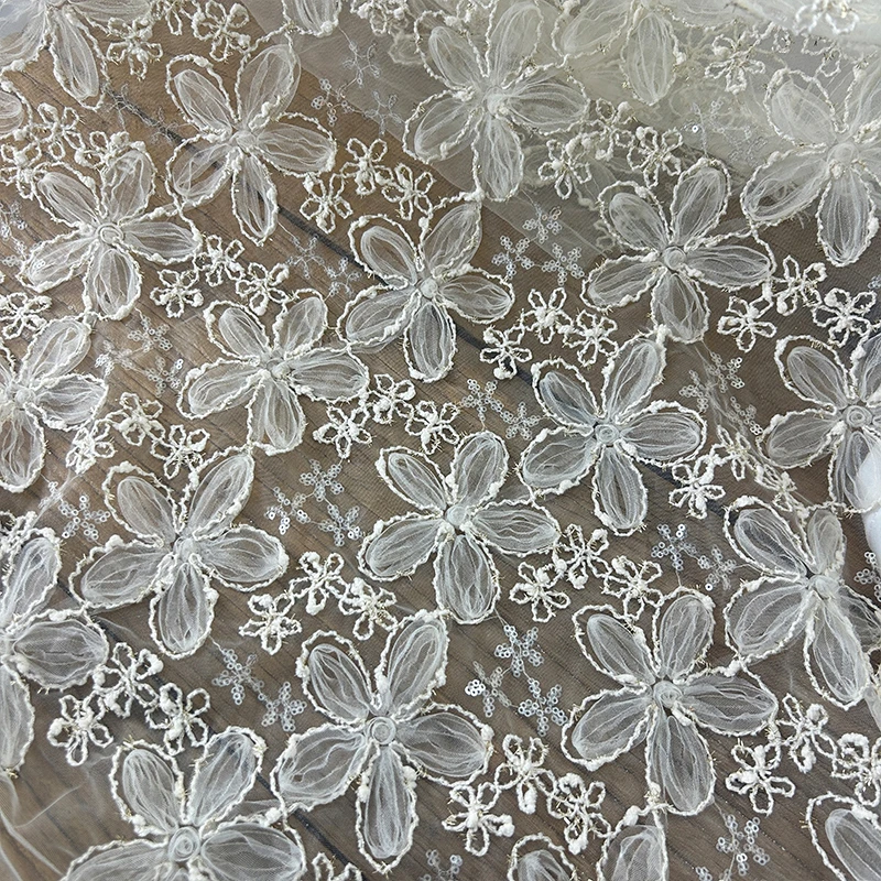 3D Embroidered Sequin Mesh Fab - огляд і ціна Textiles Sewing Techniques