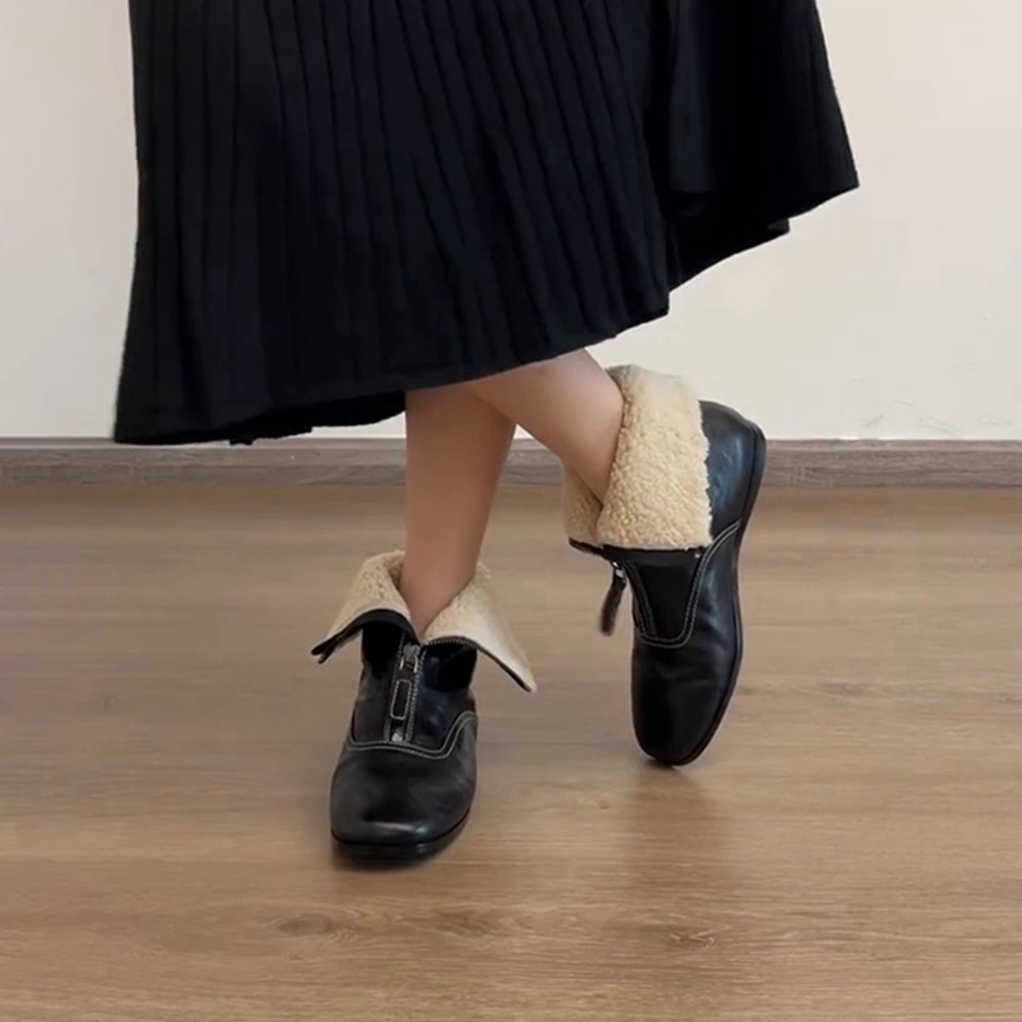 British style retro square toe - огляд і ціна Sewing Front Zipper
