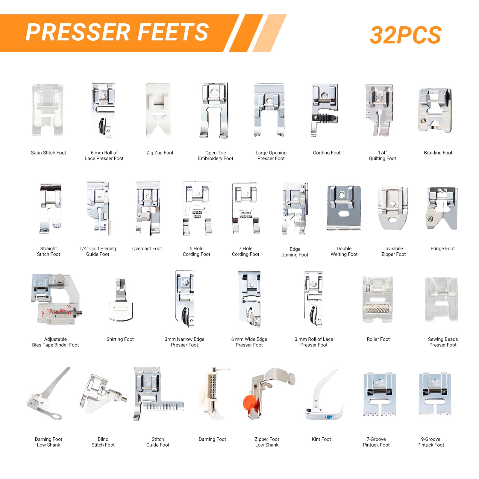 32 in 1 Multi-Function Sewing  - огляд і ціна Zipper Foot Presser