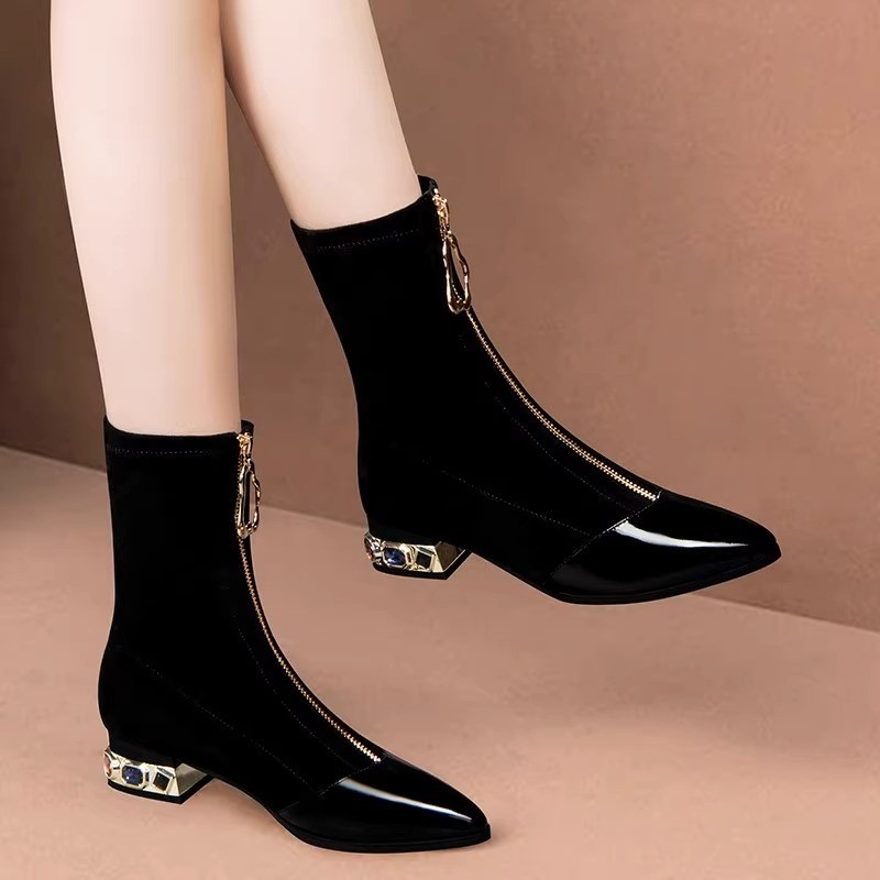 Women Shiny Sequin Ankle Boots - огляд і ціна Sewing Front Zipper