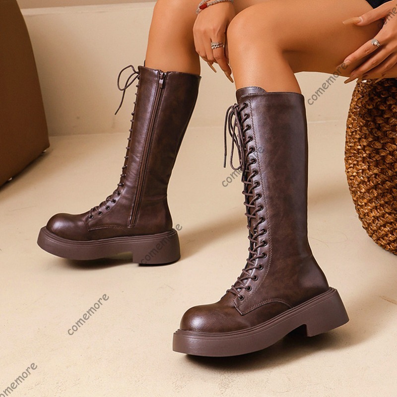 Women Vintage Knee High Platfo - огляд і ціна Sewing Front Zipper