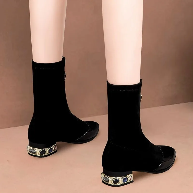 Women Shiny Sequin Ankle Boots - огляд і ціна Sewing Front Zipper