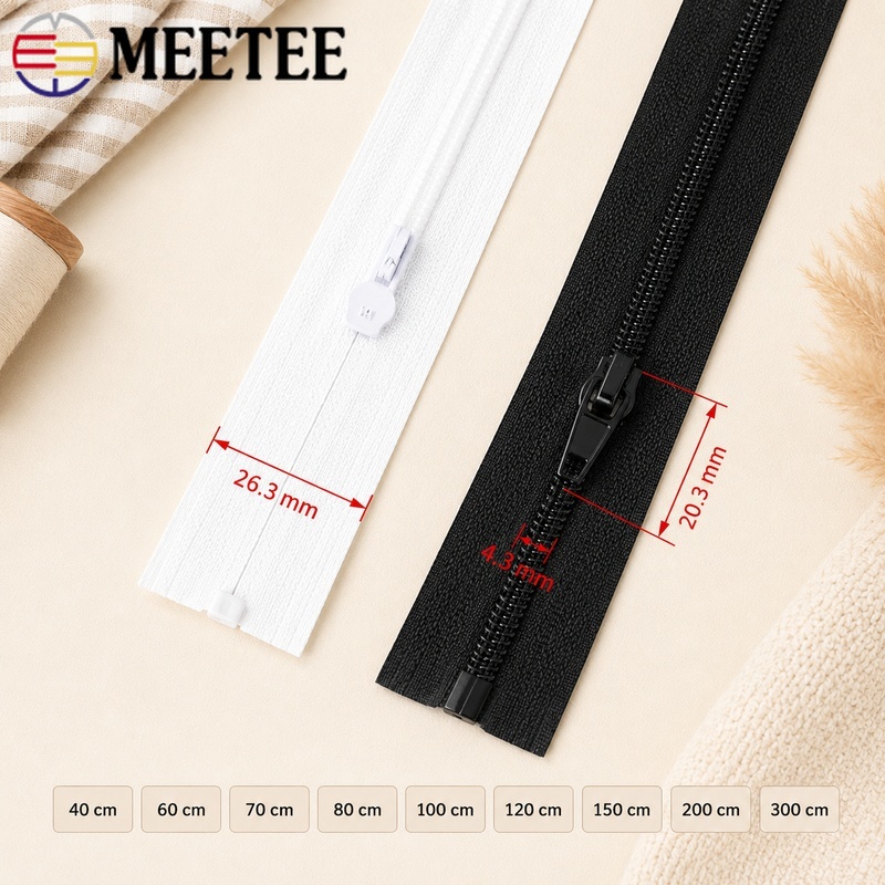 5/10Pcs 40-300cm 3# Nylon Zipp - огляд і ціна Sewing Front Zipper